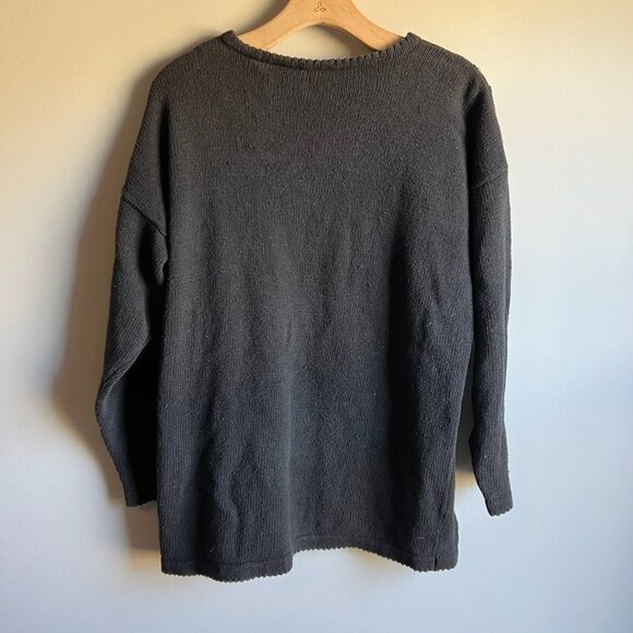 LAST CHANCE Vintage Kathie Lee Black and Gold Heart Sequin Knit Sweater Large - Picture 5 of 5